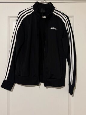 adidas Black Jacket with White Three-Stripes